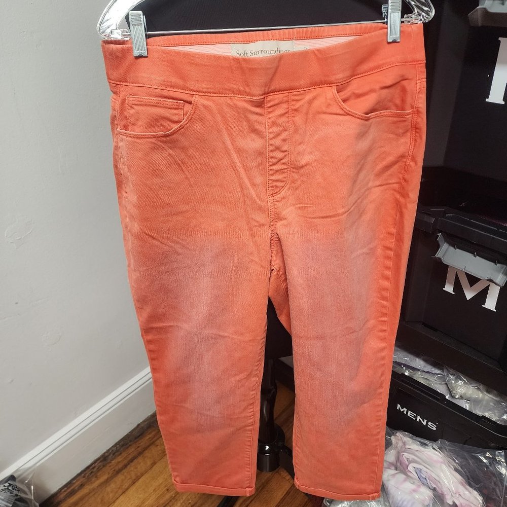 Soft Surroundings Women's Medium 10/12 Coral Ultimate Denim Pull-on Pants #2FH05